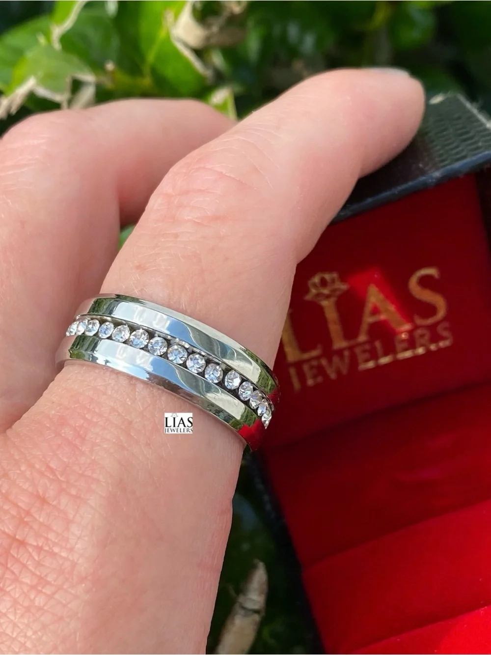 New 18k white gold men wedding ring men’s wedding band